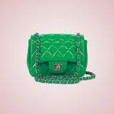 65 Chanel Classic Patent Mini Square Flap Bag Green