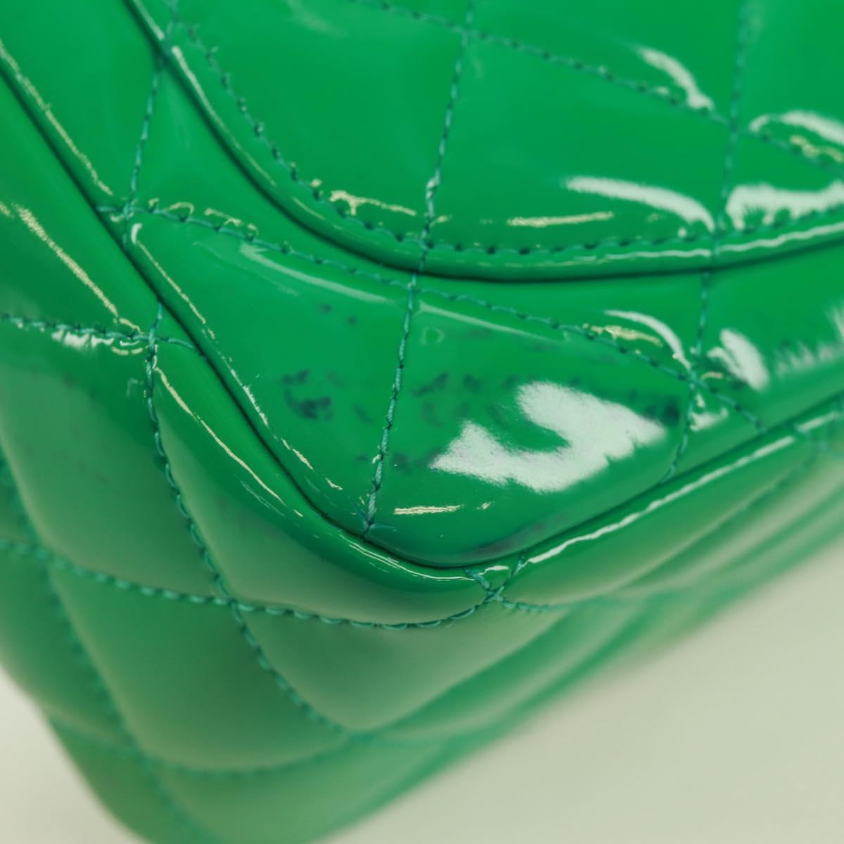 65 Chanel Classic Patent Mini Square Flap Bag Green