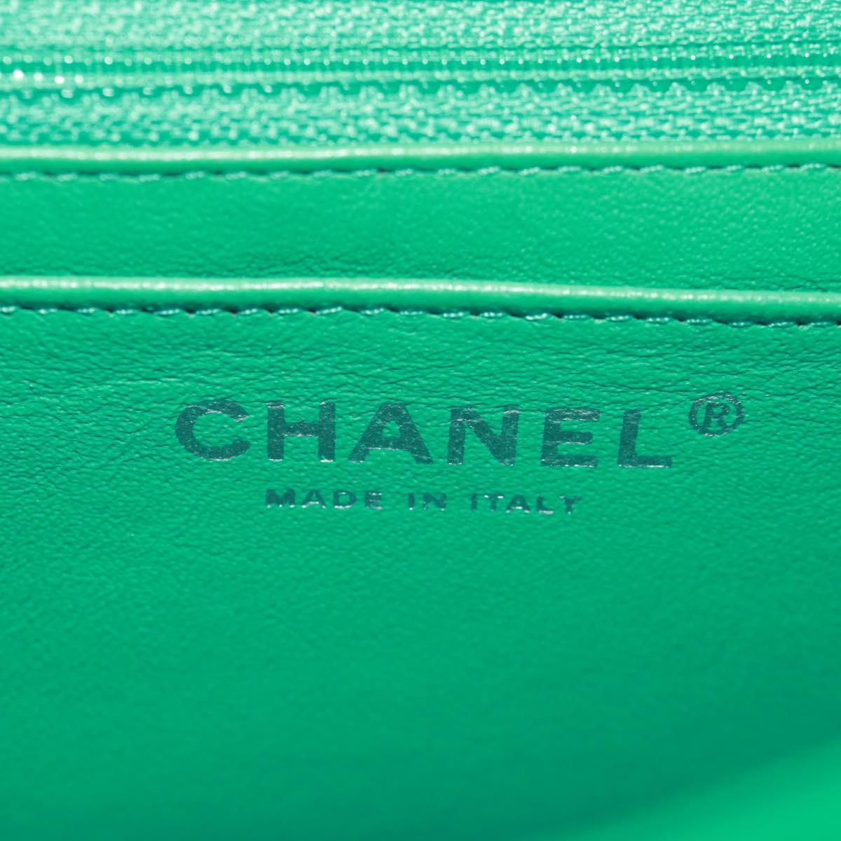 65 Chanel Classic Patent Mini Square Flap Bag Green