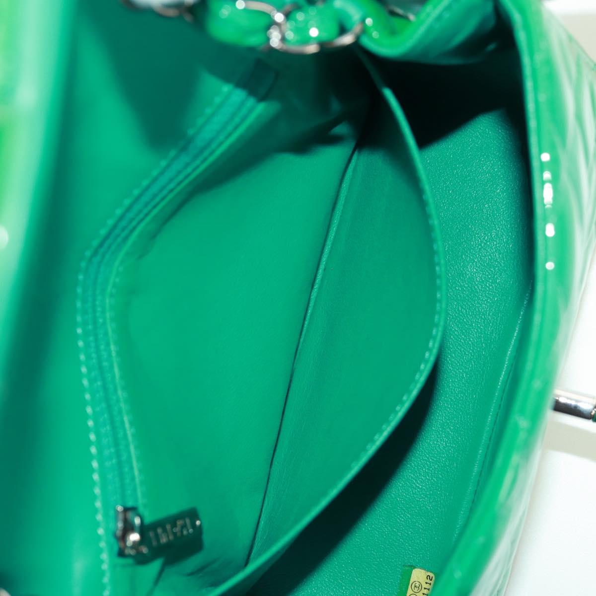 65 Chanel Classic Patent Mini Square Flap Bag Green