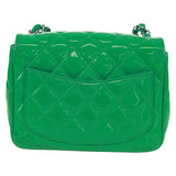 65 Chanel Classic Patent Mini Square Flap Bag Green