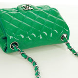 65 Chanel Classic Patent Mini Square Flap Bag Green