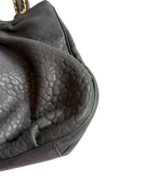 Fendi grey pebbled leather Mia tote bag