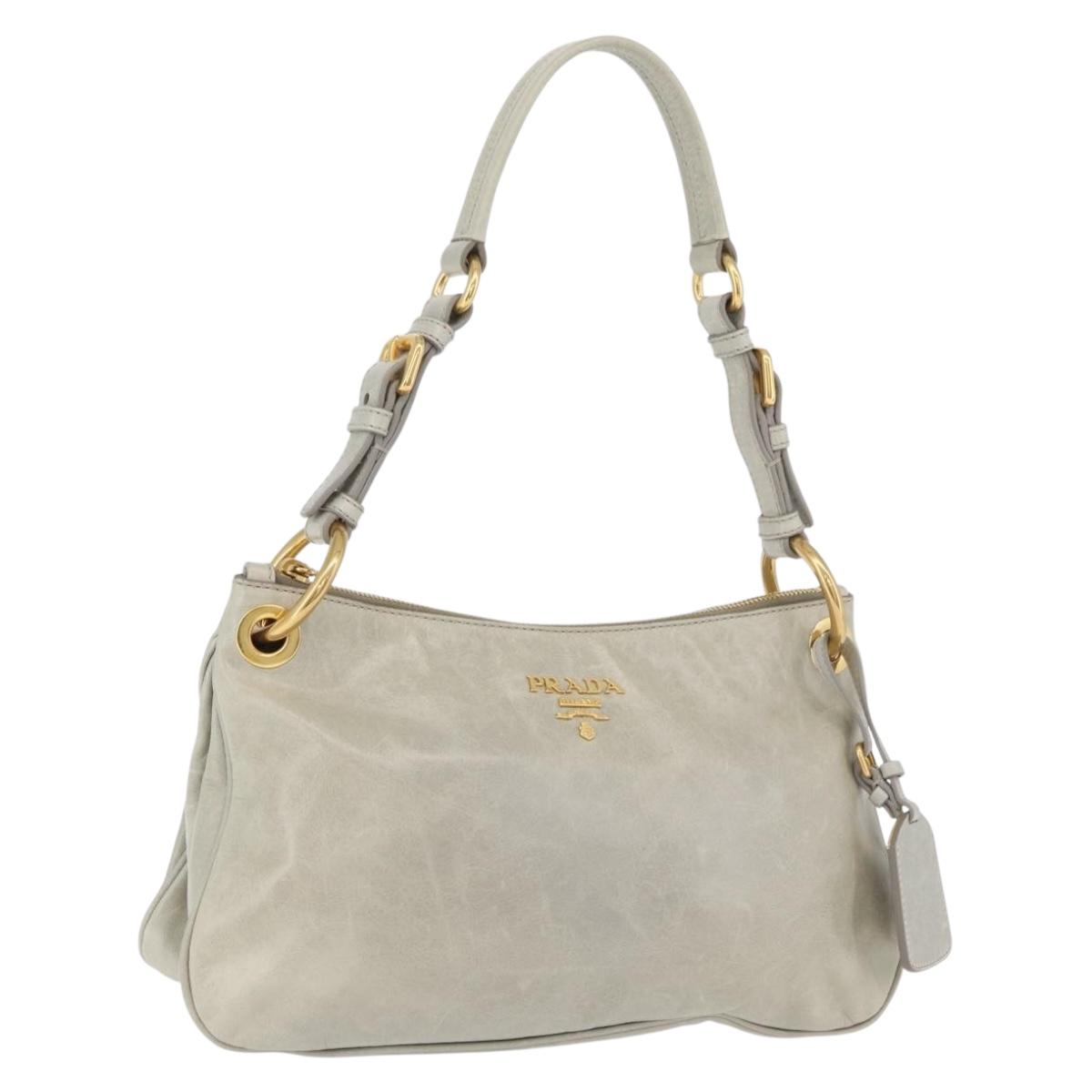 Prada Soft Calf Leather Hobo Bag Gray