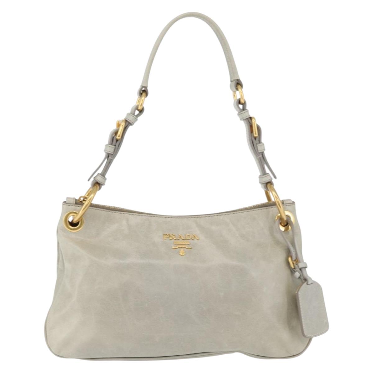 Prada Soft Calf Leather Hobo Bag Gray
