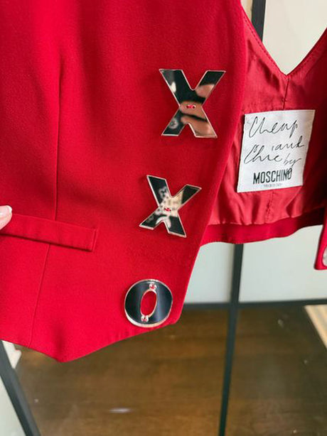 Moschino Cheap & Chic Red Cut Out Heart X O Vest