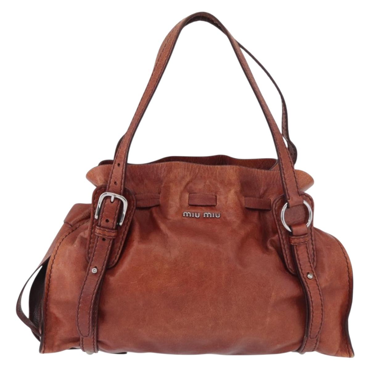 Miu Miu Cognac Leather Shoulder Bag