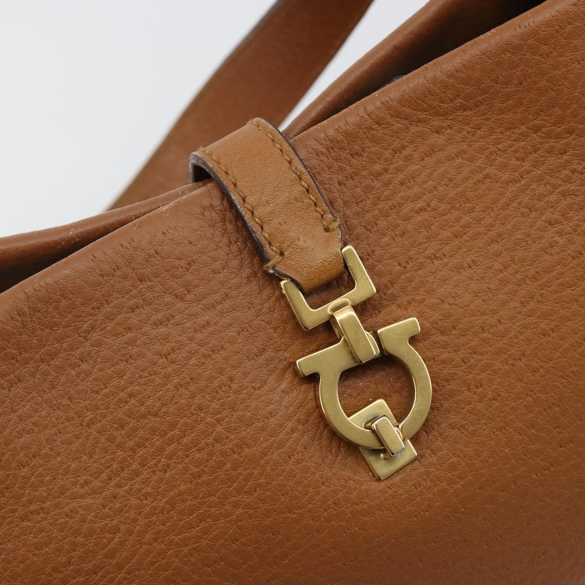 Salvatore Ferragamo Gancini Shoulder Bag Leather Brown