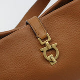 Salvatore Ferragamo Gancini Shoulder Bag Leather Brown