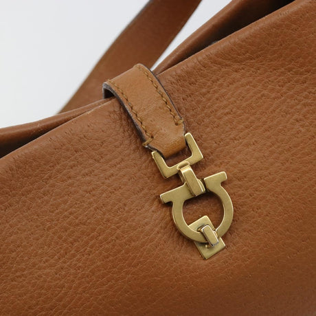 Salvatore Ferragamo Gancini Shoulder Bag Leather Brown