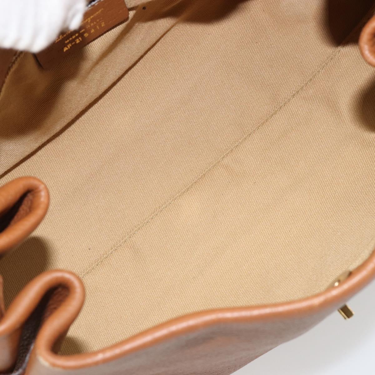 Salvatore Ferragamo Gancini Shoulder Bag Leather Brown