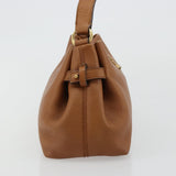 Salvatore Ferragamo Gancini Shoulder Bag Leather Brown