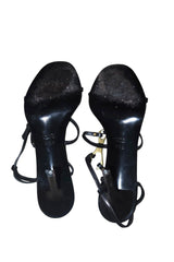 Gucci by Tom Ford black leather strappy heels with gold horsebit (9.5)