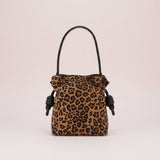 Loewe Calfskin Pony Hair Leopard Print Flamenco Knot Bag