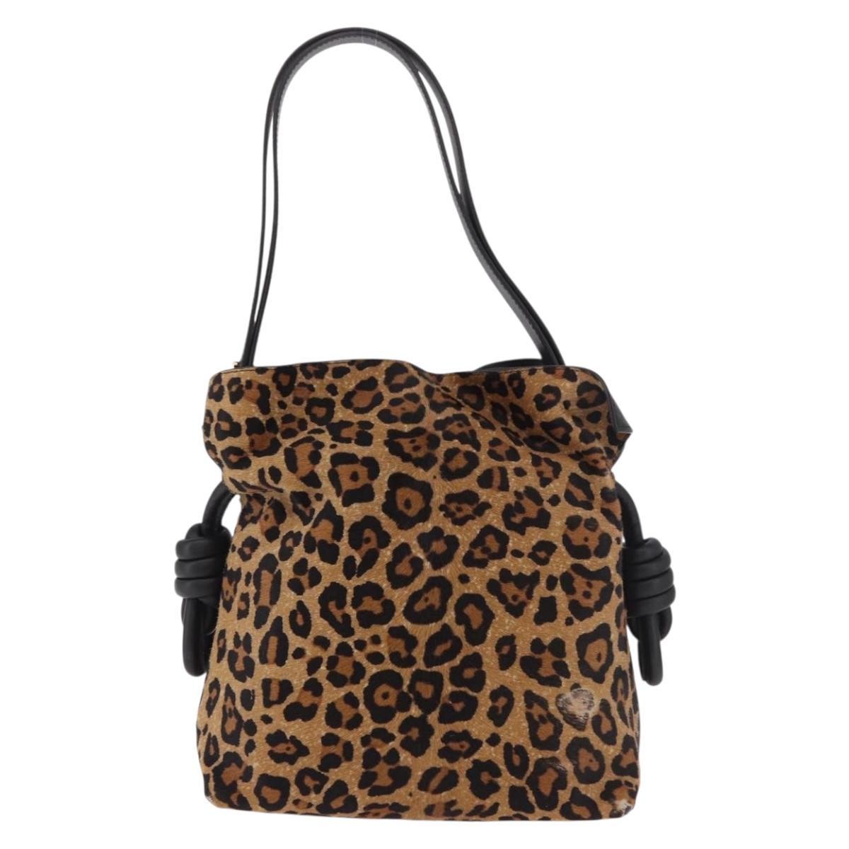 Loewe Calfskin Pony Hair Leopard Print Flamenco Knot Bag