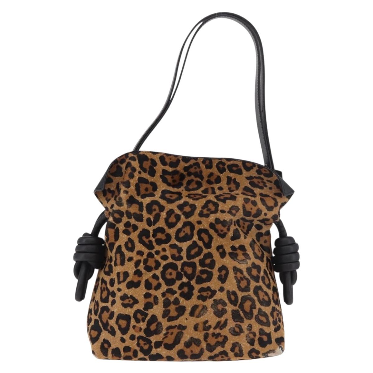Loewe Calfskin Pony Hair Leopard Print Flamenco Knot Bag