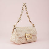 Fendi Zucchino Beige Canvas Chain Mamma Baguette