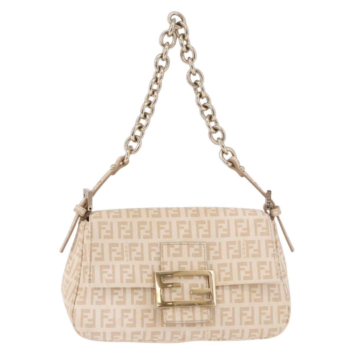 Fendi Zucchino Beige Canvas Chain Mamma Baguette