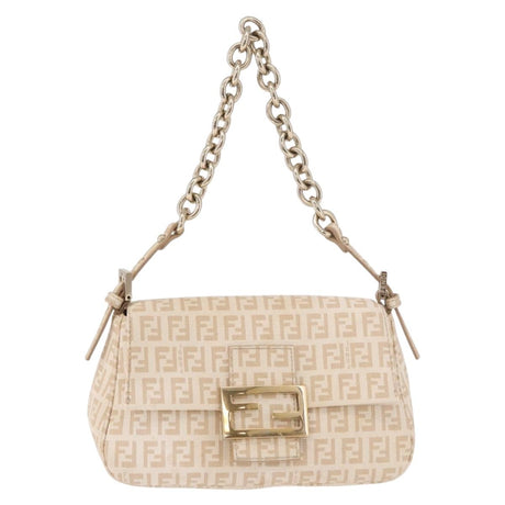 Fendi Zucchino Beige Canvas Chain Mamma Baguette