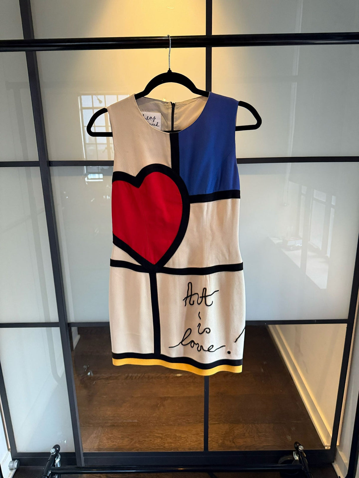 Moschino Cheap & Chic Blue & Ivory Art Is Love Sheath Dress