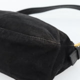 Fendi Black Suede Baguette Shoulder Bag with Red FF Hardware