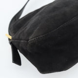Fendi Black Suede Baguette Shoulder Bag with Red FF Hardware