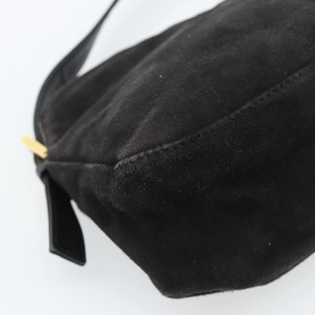 Fendi Black Suede Baguette Shoulder Bag with Red FF Hardware