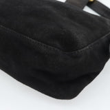 Fendi Black Suede Baguette Shoulder Bag with Red FF Hardware