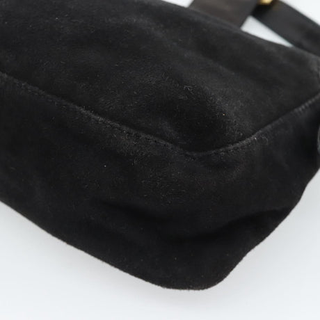 Fendi Black Suede Baguette Shoulder Bag with Red FF Hardware