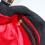 Fendi Black Suede Baguette Shoulder Bag with Red FF Hardware