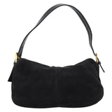 Fendi Black Suede Baguette Shoulder Bag with Red FF Hardware
