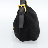 Fendi Black Suede Baguette Shoulder Bag with Red FF Hardware