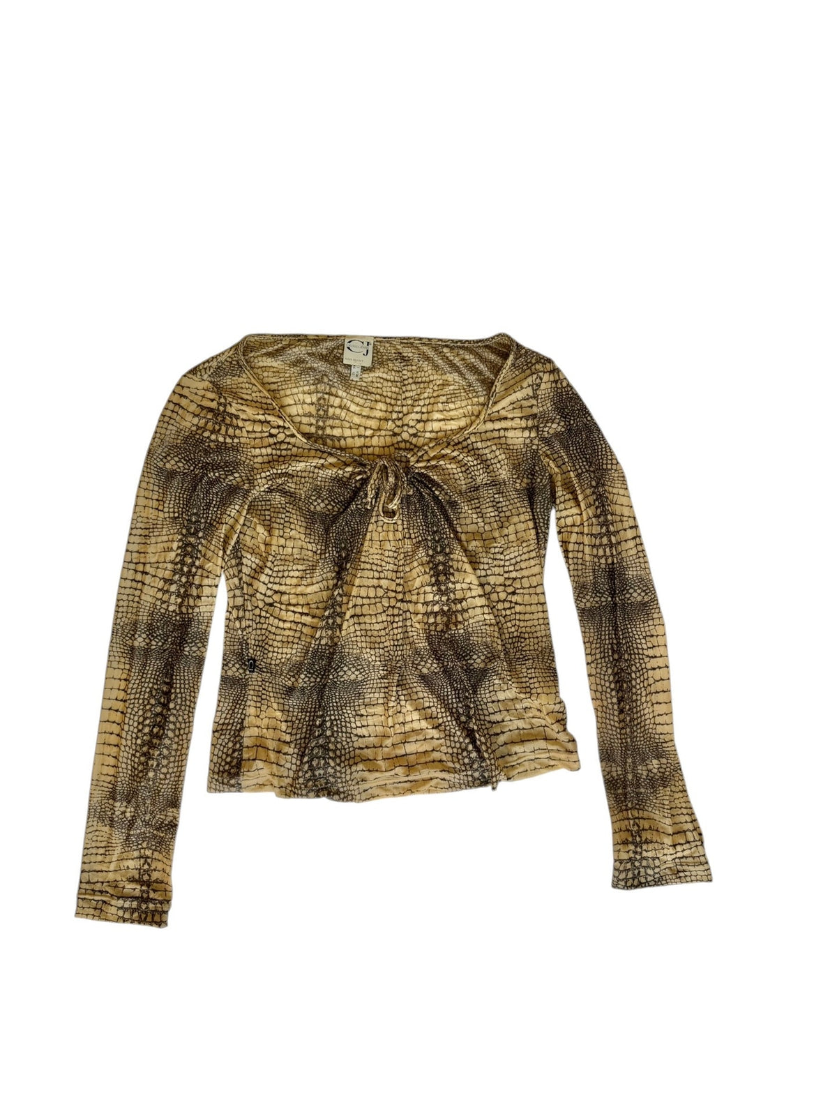 Cavalli crocodile print tan and black long sleeve top
