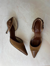 Coach US 10 Brown Suede Leather D'Orsay Pointed Toe Pump