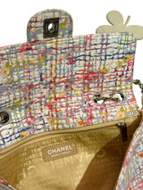 Chanel canvas watercolor clover flap bag