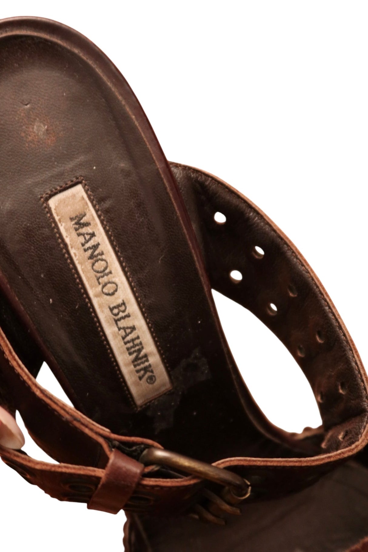 Manolo Blahnik brown grommet heels size 40.5