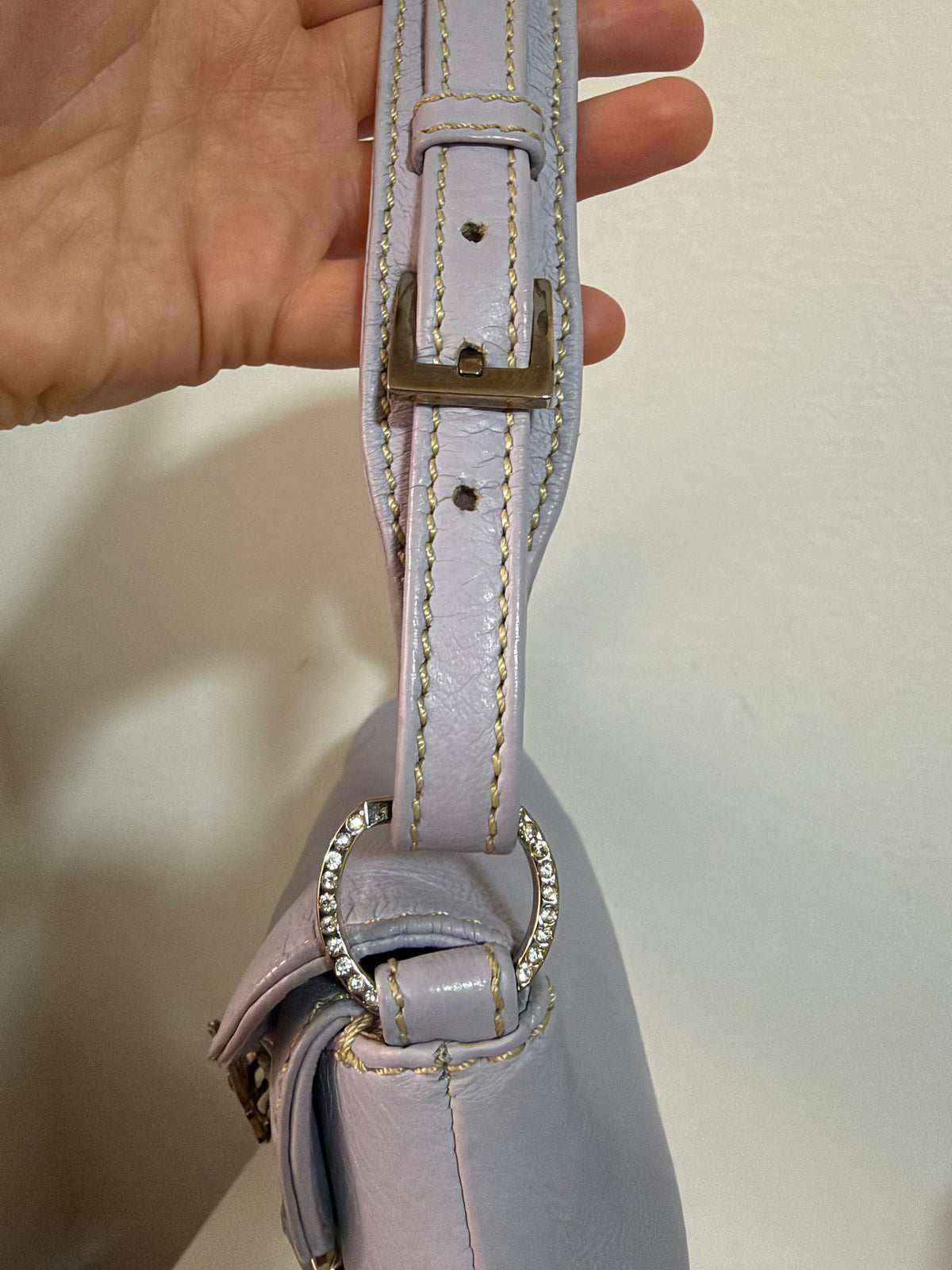 Authentic Vintage Valentino Garavani Spring/Summer 2004 Rhinestone Butterfly Lambskin Leather Shoulder Bag – Pastel Lilac