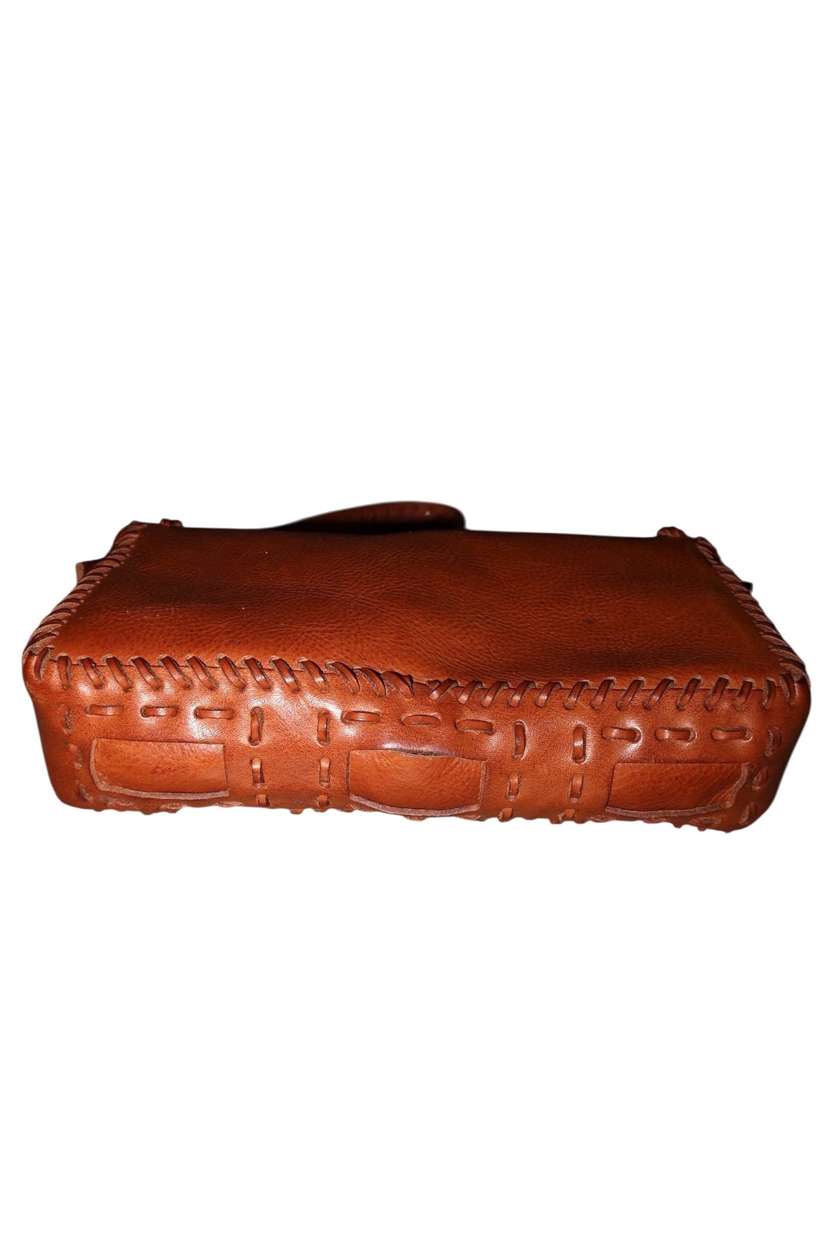 Fendi baguette whipstich tan brown leather bag