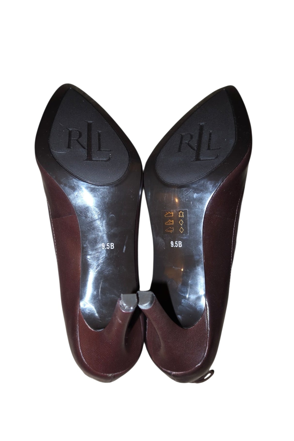 Ralph Lauren brown leather pumps with suede bow details (9.5)