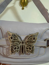 Authentic Vintage Valentino Garavani Spring/Summer 2004 Rhinestone Butterfly Lambskin Leather Shoulder Bag – Pastel Lilac