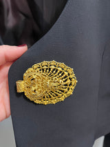 Vintage Studio 0001 Ferre Black Blazer with Gold Broach Detail size 8