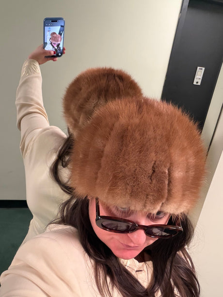 Vintage 100% mink light brown hat