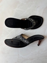 Coach US 9.5 Navy Monogram Canvas Thong Sandal