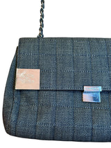 Chanel grey denim chocolate bar flap bag