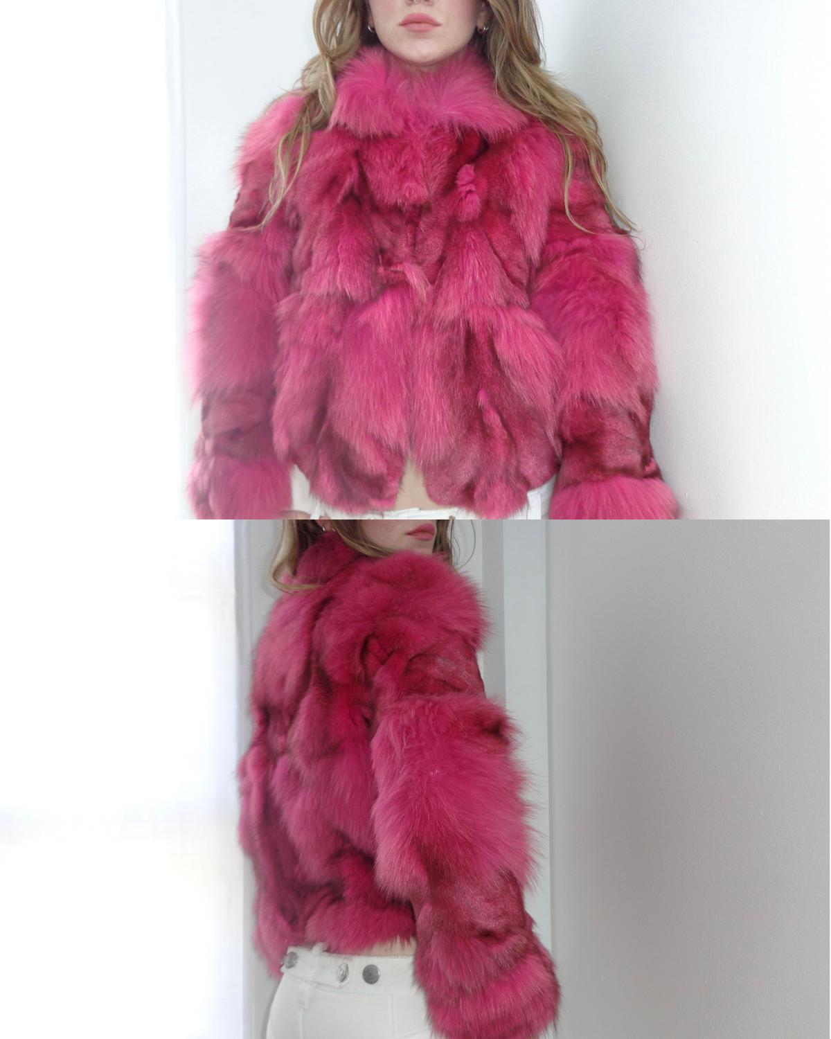 Hot Pink Fox Fur Coat