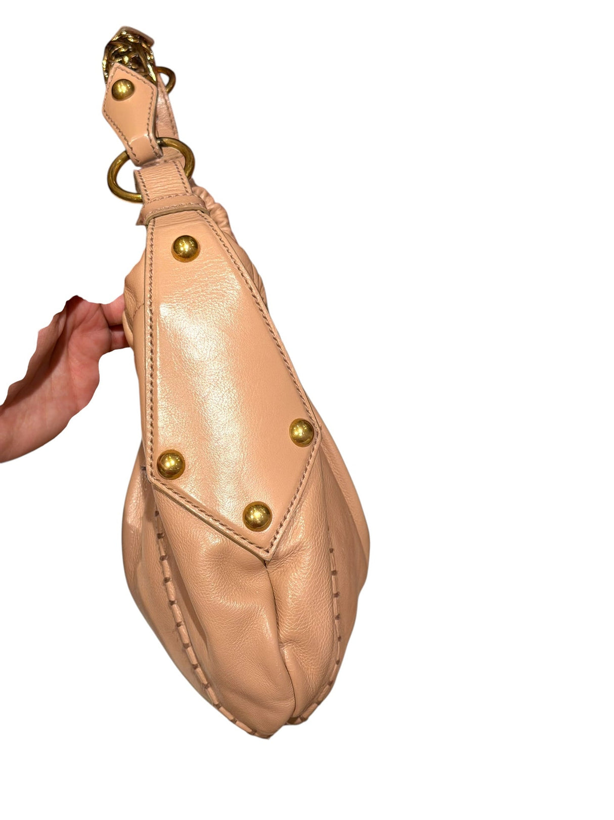 Yves Saint Laurent nude Mombasa hobo bag with ornate gold handle