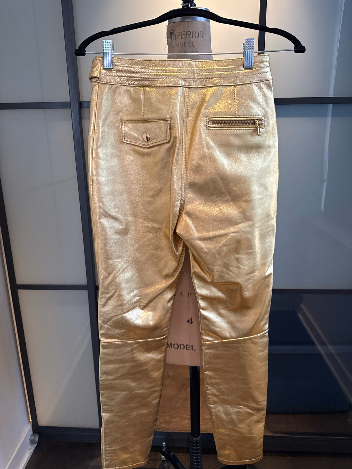 Moschino x H&M Size 0 Gold Leather Moto Pants
