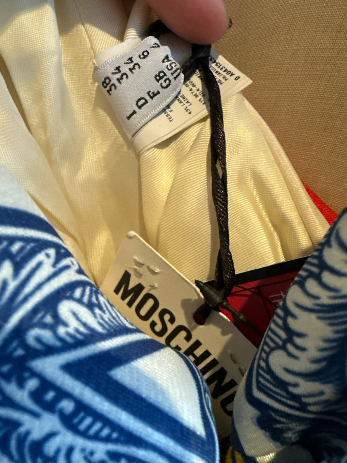 Moschino size 4  Red, White & Blue Strapless Budweiser Dress NWT