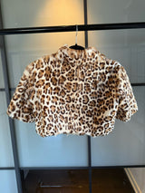 Moschino Cheap & Chic Tan Goat Fur Cropped Short Sleeve Jacket