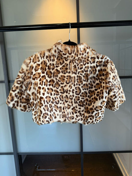 Moschino Cheap & Chic Tan Goat Fur Cropped Short Sleeve Jacket